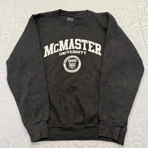 McMaster University Avid Apparel Men Small Varsity Crewneck Gray Cozy Shirt Top